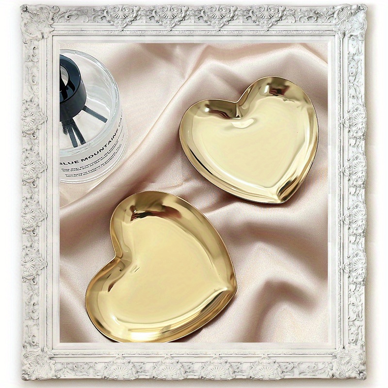 Heart Shaped Tray Rose Golden Silvery Rainbow Color Metallic Temu