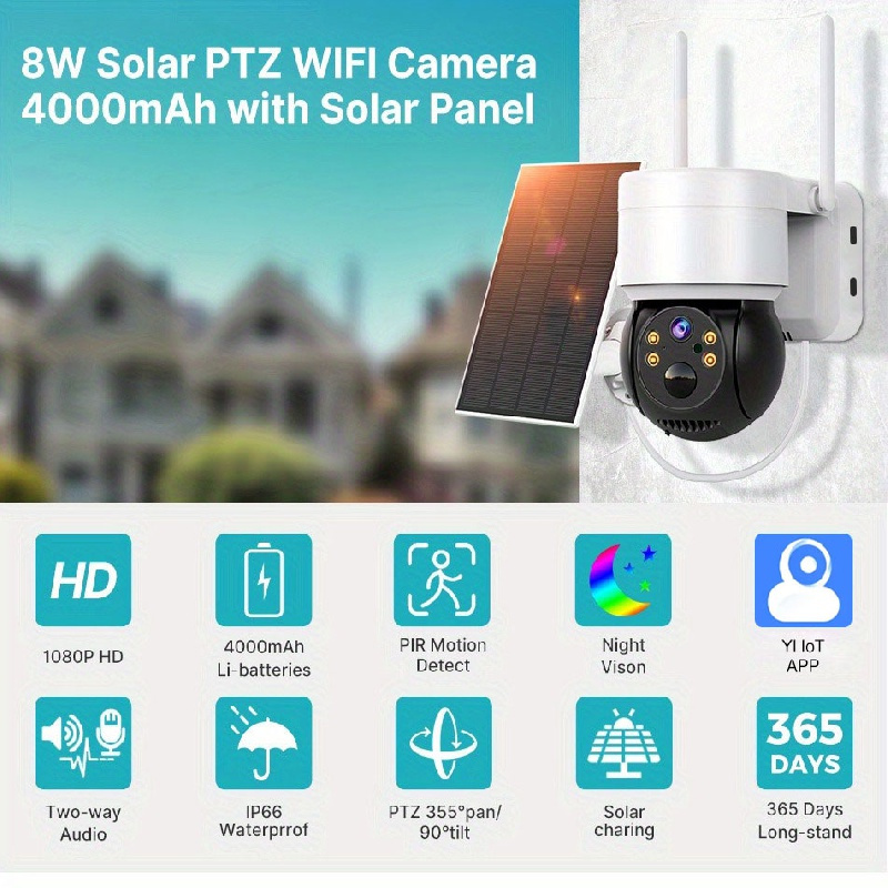 NETVUE Camara Vigilancia WiFi Exterior, Camaras de Vigilancia Sin Cables  360° PTZ con Bateria, Detección de Movimiento PIR, Visión Nocturna en  Color, Camara de Seguridad Exterior con Panel Solar : : Electrónica