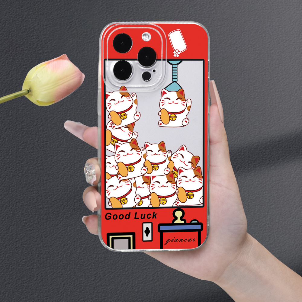 

Lucky Cat Doll Machine Christmas Lucky Cat Graphic Protective Phone Case For Iphone 11/12/13/14/12 Pro Max/11 Pro/14 Pro/15/xs Max/x/xr/7/8/8 Plus, Gift For Birthday, Girlfriend, Boyfriend