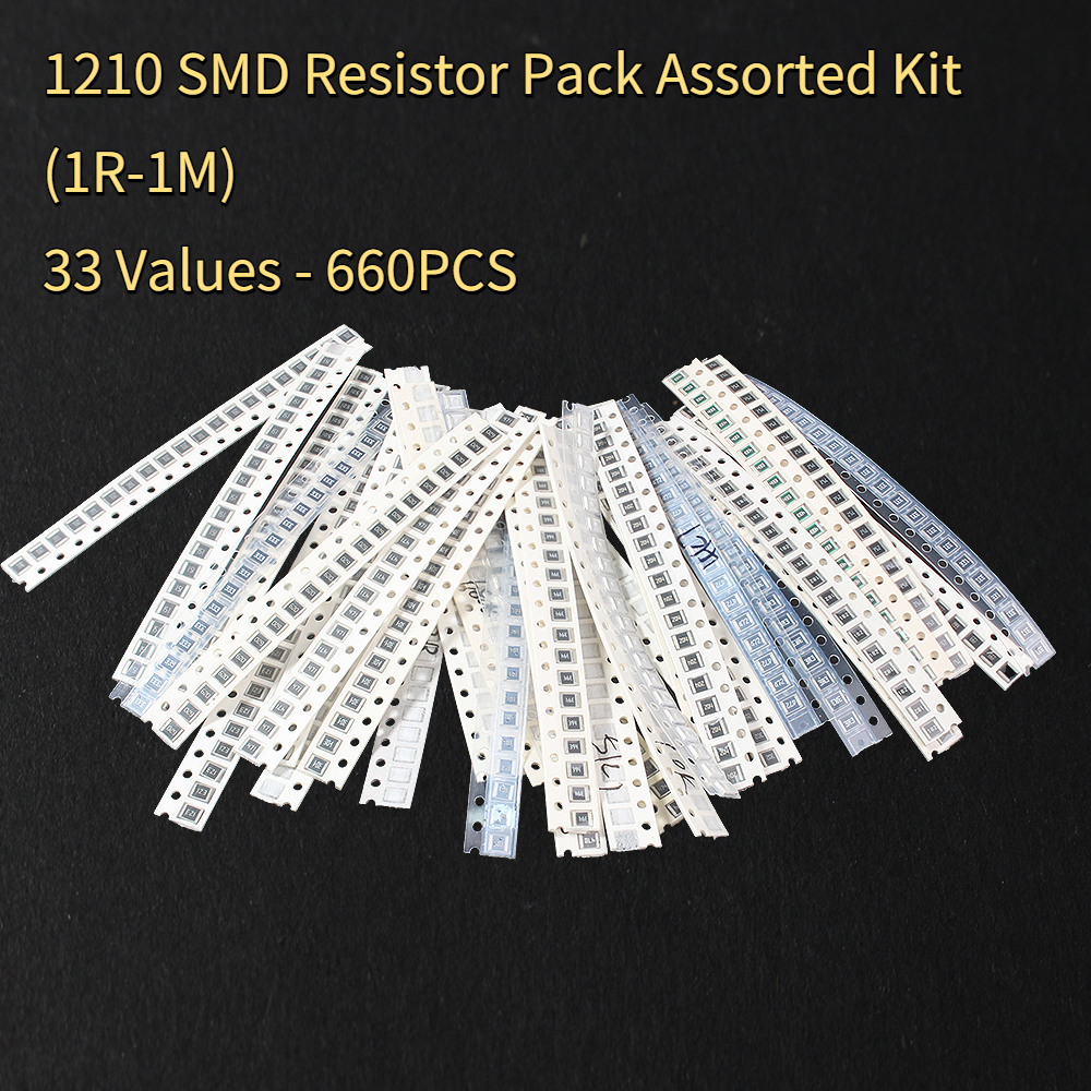 660pcs/set 1210 Resistor 1R - 39.37inch Ohm Resistors Assorted Kit 33Values  5% Resistencia Electronica Set Pack 10 Ohm 82 Ohm 1K 10K