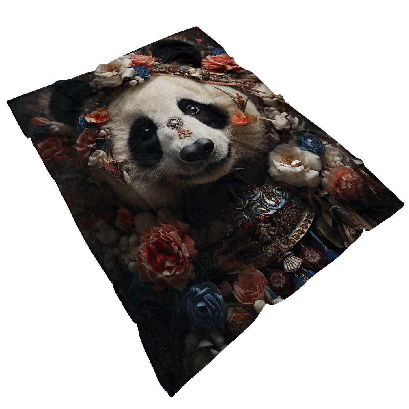 Cozy Pandas & Flowers Print Blanket Lightweight Flannel Throw For Sofa Bed