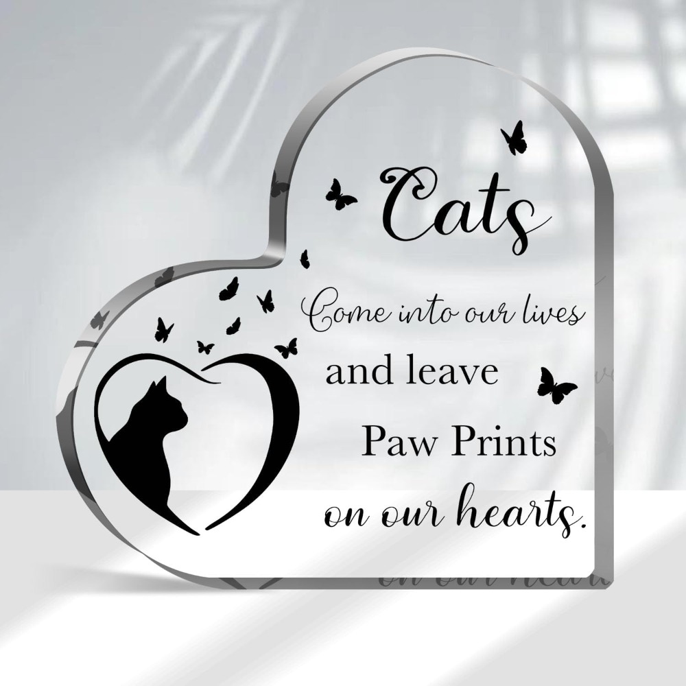 

1pc, Cat Bereavement Gifts, Cat Remembrance Gift, Cat Loss Gifts, Memory Of Cat, Passing Away Gifts, Cat Sympathy Memorial Heart Shaped Acrylic Decor Sign, Sympathy Gifts For Loss Of Cat