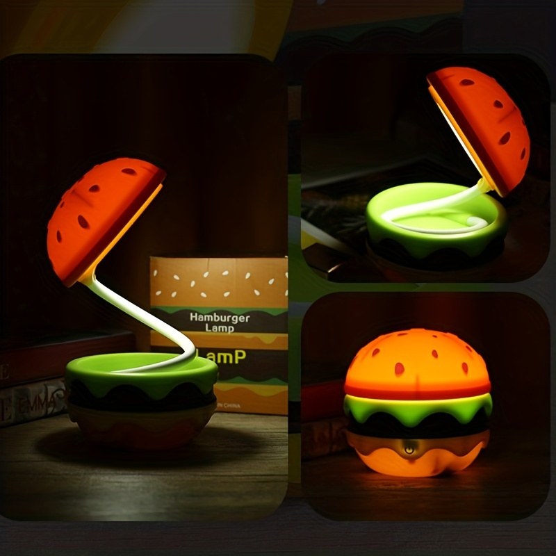 Cartoon Hamburger Table Lamp Lampes Chambre Décoration Lumière Ambiante  Chevet LED Veilleuse Créative Ornement Anniversaire