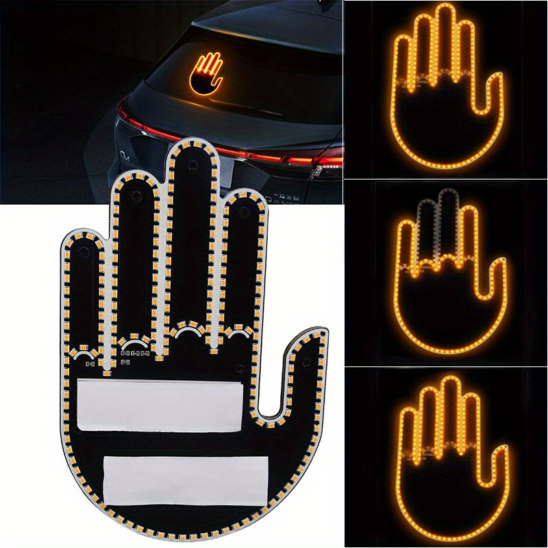Middle Finger Gesture Light for Car LED Hand Gesture Sign Light