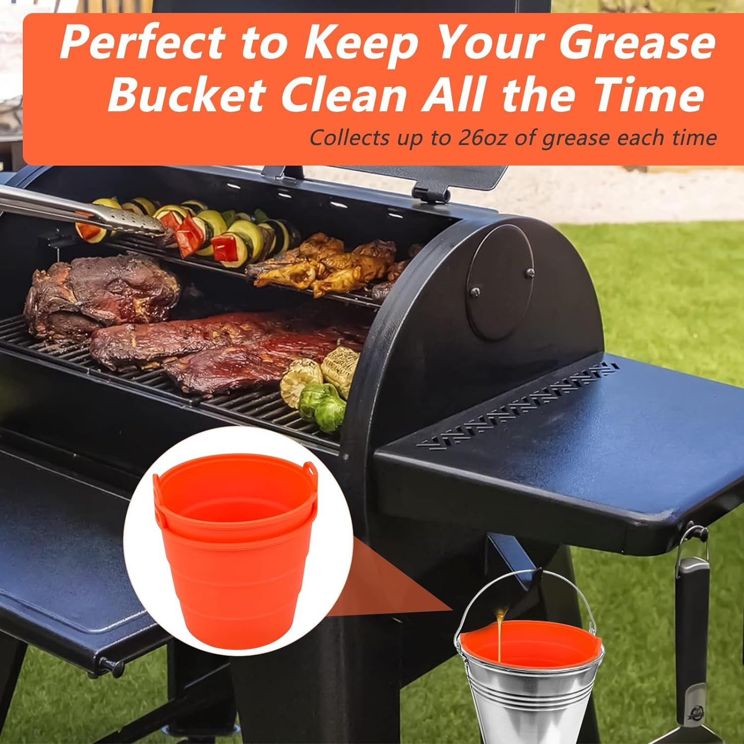 1pc Reusable Silicone Grease Bucket Liner Drip Tray Liner For Accessories  For Pit Pellet Grill Traeger Tailgater Ironwood Grill Bbq Accessories Grill  Accessories, Shop Now For Limited-time Deals