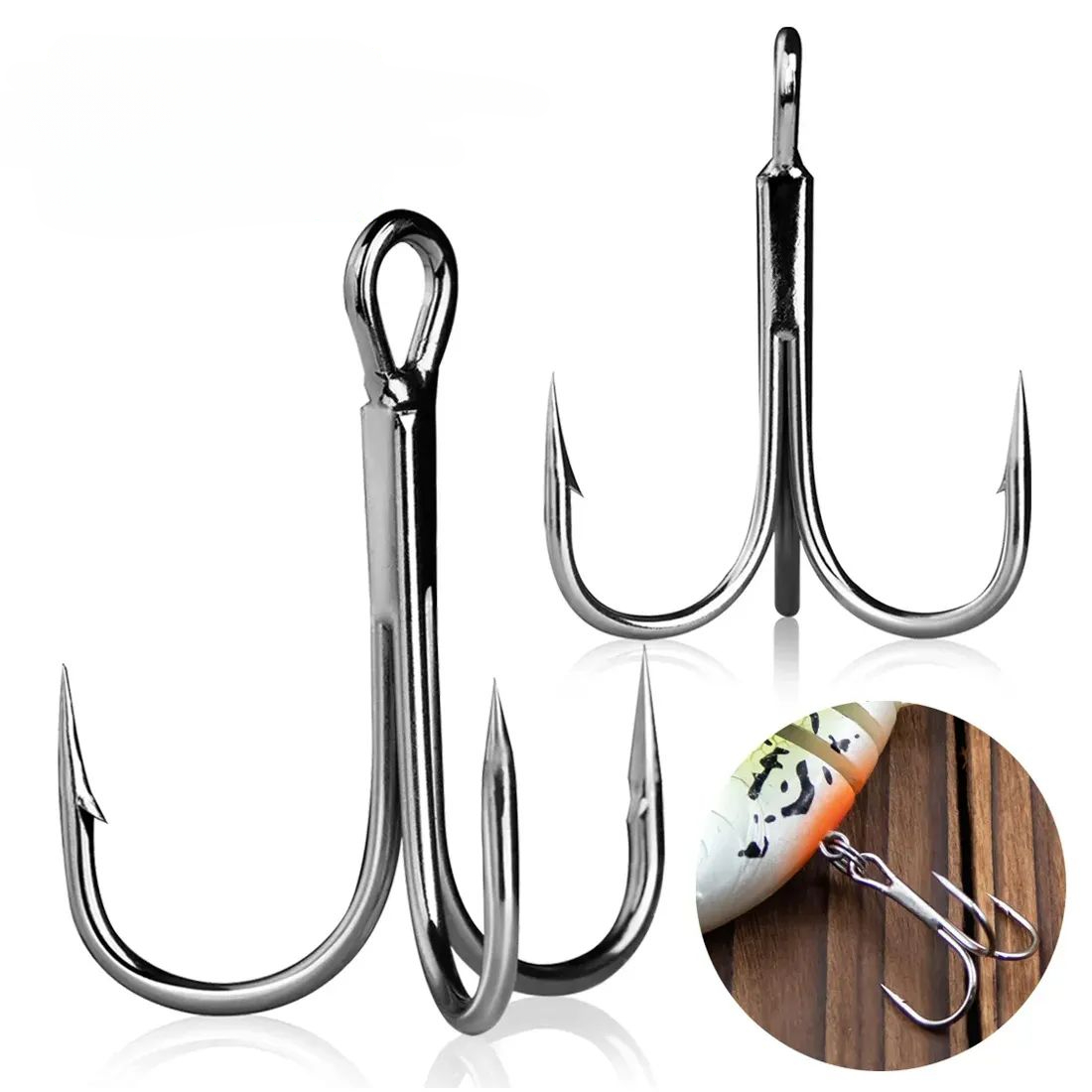 5Pcs Large Treble Fishing Hooks Saltwater Snagging Big Game treble