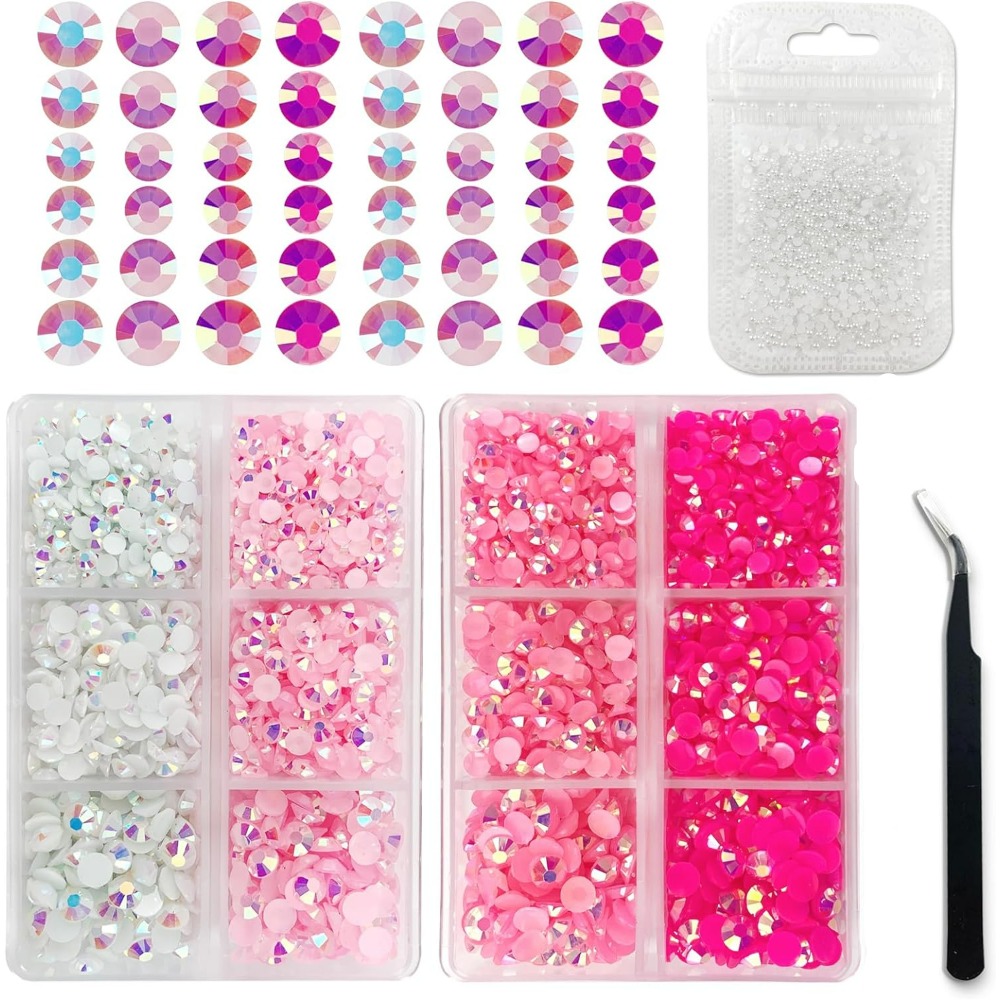 The Pink Stuff Jelly Rhinestones | Pink AB | Flat Back Rhinestones |  Embellishments | Bling | Nail Art | 3mm | 4mm | 5mm | SS12 SS16 SS20