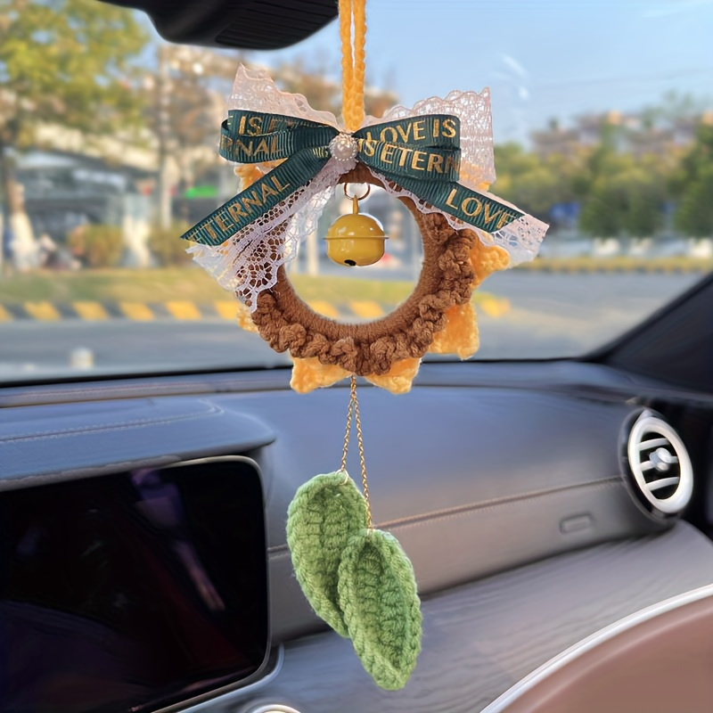 1 Stück, Handgewebter Sonnenblumen-autotaschenanhänger, Kreativer