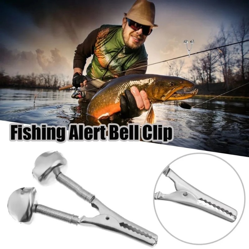 Fishing Rod Bait Alarm Bell with Led Light Dual Ring Bells for