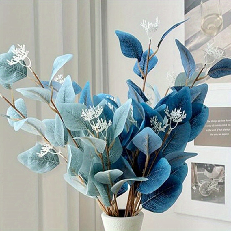 Image of 2pcs Artificial Eucalyptus Leaves - Realistic Plastic Greenery For Weddings, ’s Day, Home Decor & Photo Props - No Maintenance Summer Tabletop Arrangements, Party & Living Room Decoration