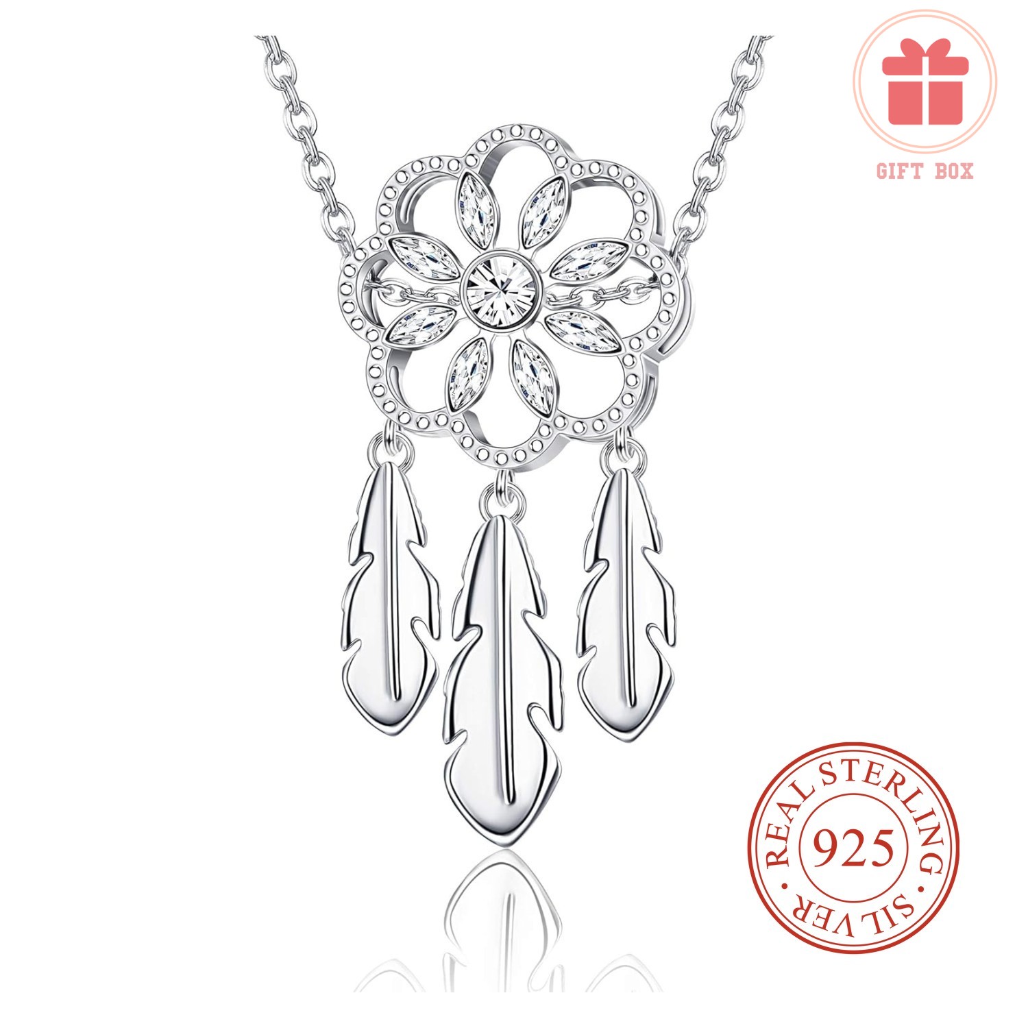 S925 Sterling Silver Dream Catcher Design Inlaid Rhinestones Bead Charm  Pendant For Bracelet Necklace DIY Crafting Jewelry Making Supplies