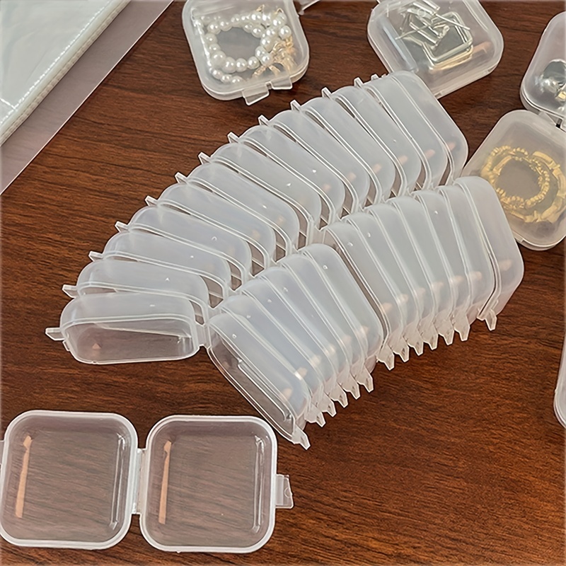 SKUPSY 20 Pcs Mini Clear Plastic Box Square Jewelry Earplug Pill Storage Box Case Container with Lid for Storage of Small Items, Crafts, Jewelry