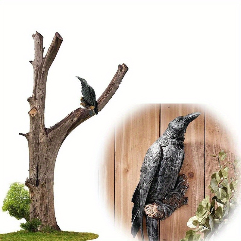 For Home Garden Hunting Decoy Fake Crow Bird Ornament Garden Decor Crow  Statue