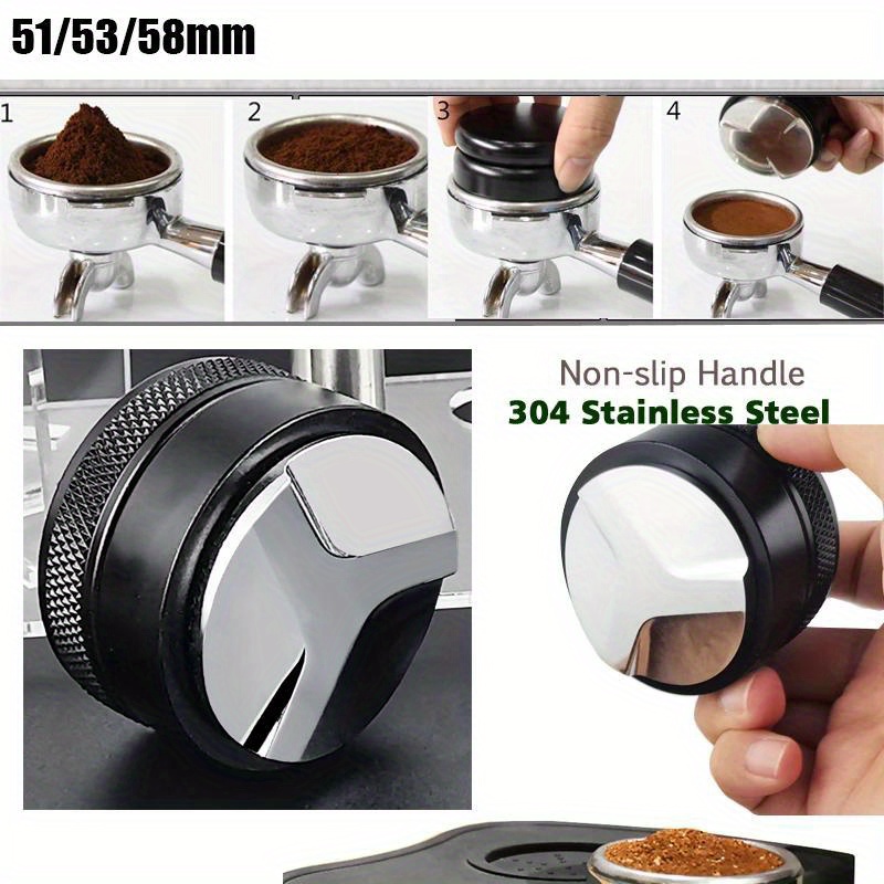51/53/58mm Coffee Tamper Stainless Steel Coffee Powder Hammer Handle Flat  Base