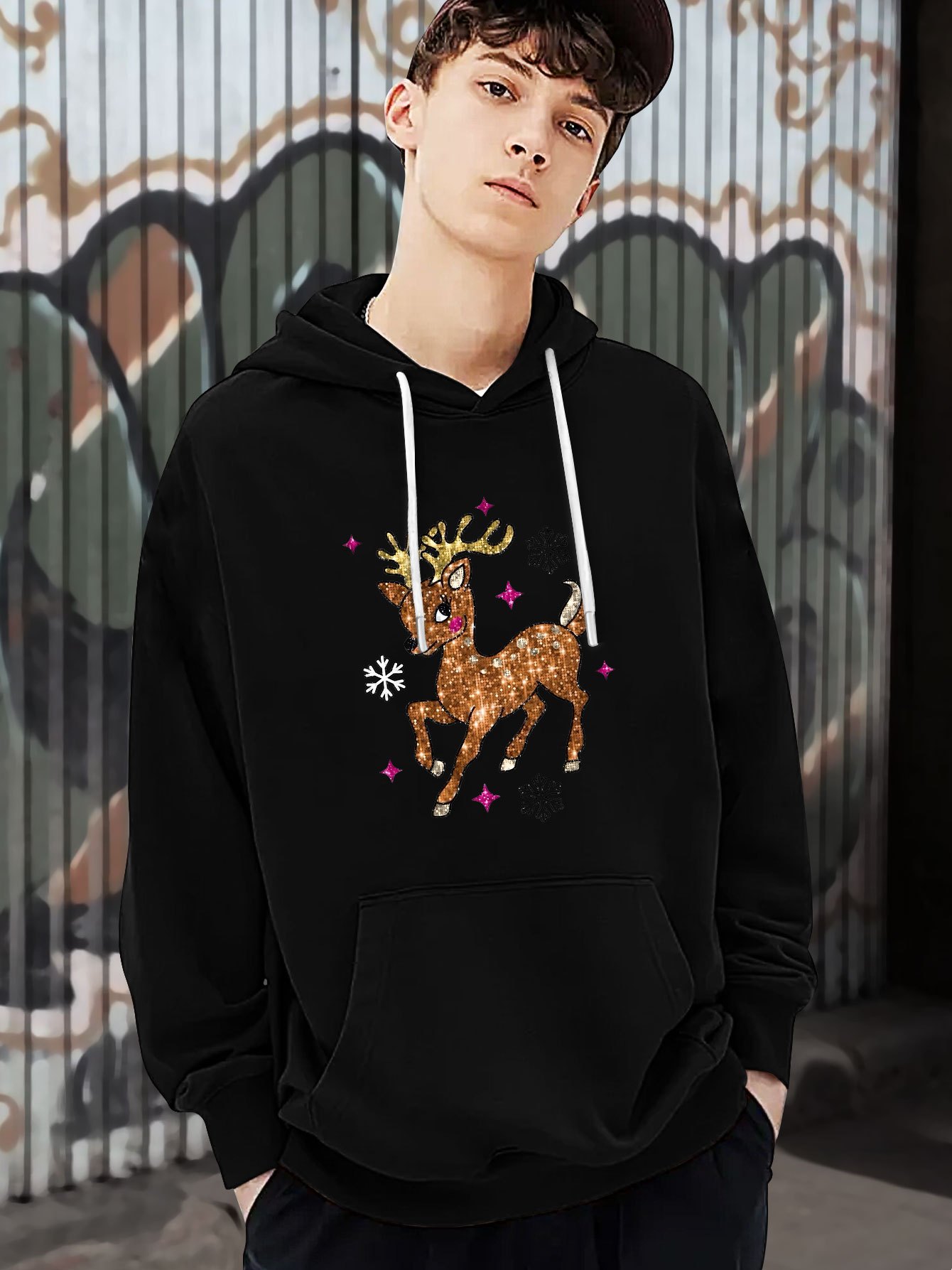 Deer Print Hoodie Cool Hoodies Men Men's Casual Pullover Temu Philippines
