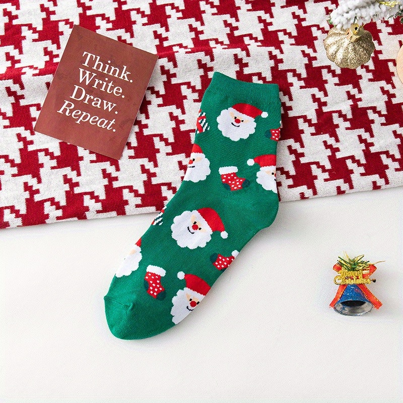 Men's Christmas Cartoon Crew Socks - Cotton Blend