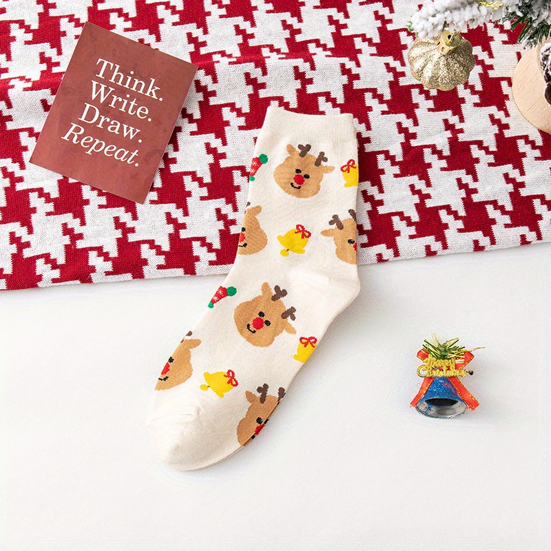 Men's Christmas Cartoon Crew Socks - Cotton Blend
