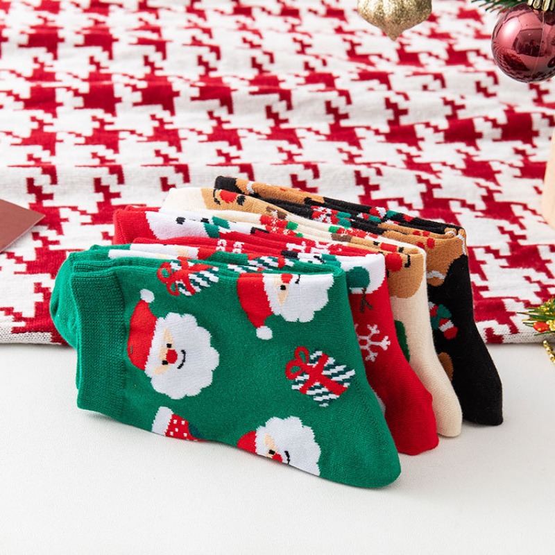 Men's Christmas Cartoon Crew Socks - Cotton Blend