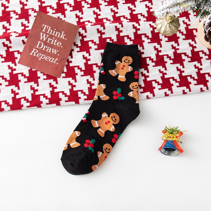 Men's Christmas Cartoon Crew Socks - Cotton Blend
