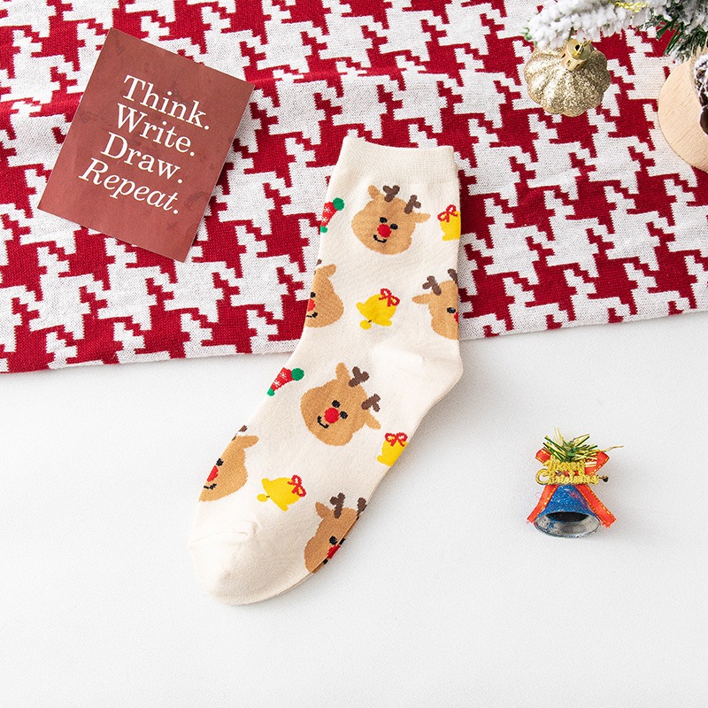 Men's Christmas Cartoon Crew Socks - Cotton Blend