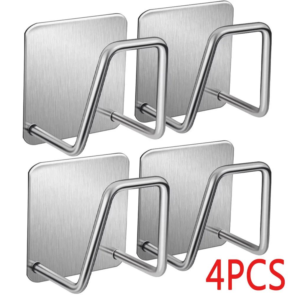 TEMU 4pcs/Set Estante De Almacenamiento De Acero Inoxidable, Estante De Secado De Drenaje De Fregadero De Cocina, Soporte De Esponja De Baño, Ganchos