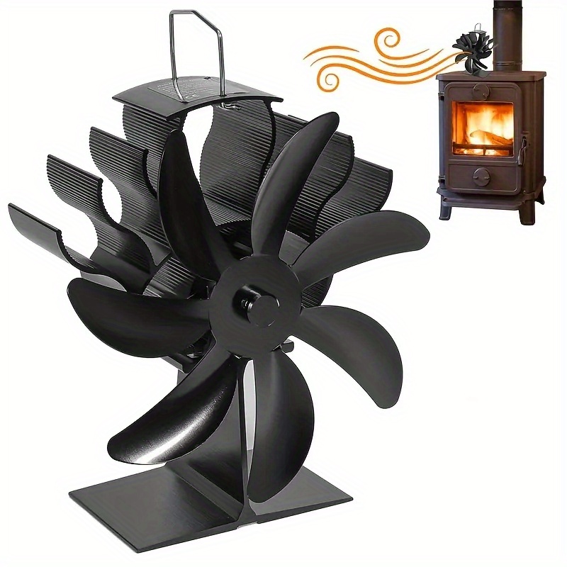 1set fireplace stove fan with thermometer 1set aluminum fireplace fan with thermometer 7 blade high speed stove fan rust proof heat circulator   with no electricity needed for wood burning details 4