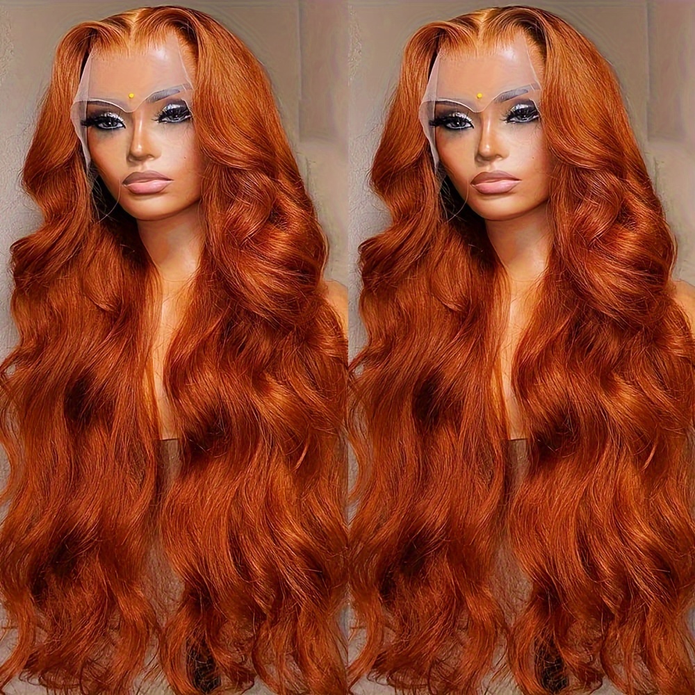 200% Density Body Wave Ginger Orange 13x4 Hd Lace Front Wigs - Temu