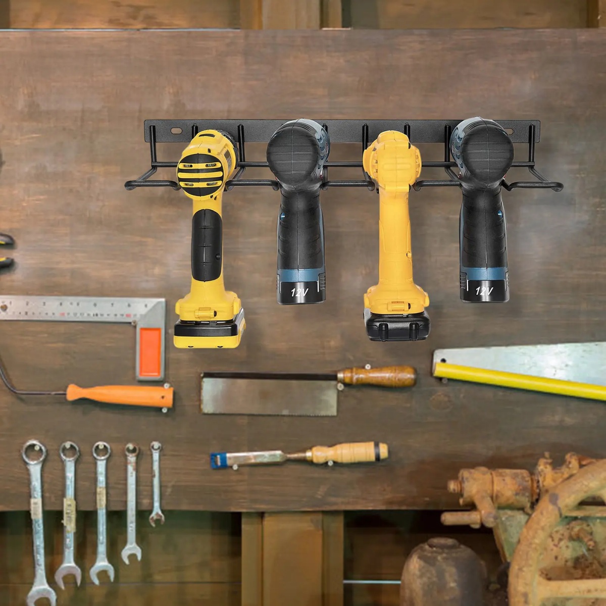 Soporte de pared para herramientas eléctricas, soporte de pared de acero  aleado, organizadores de garaje y almacenamiento, para herramientas