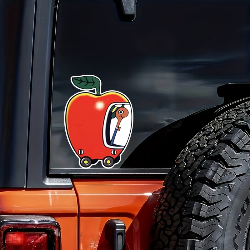 

1pc The Worm And His Car Sticker Creative Design Self-adhesive Sticker For Windows Cars Trucks Walls Laptops