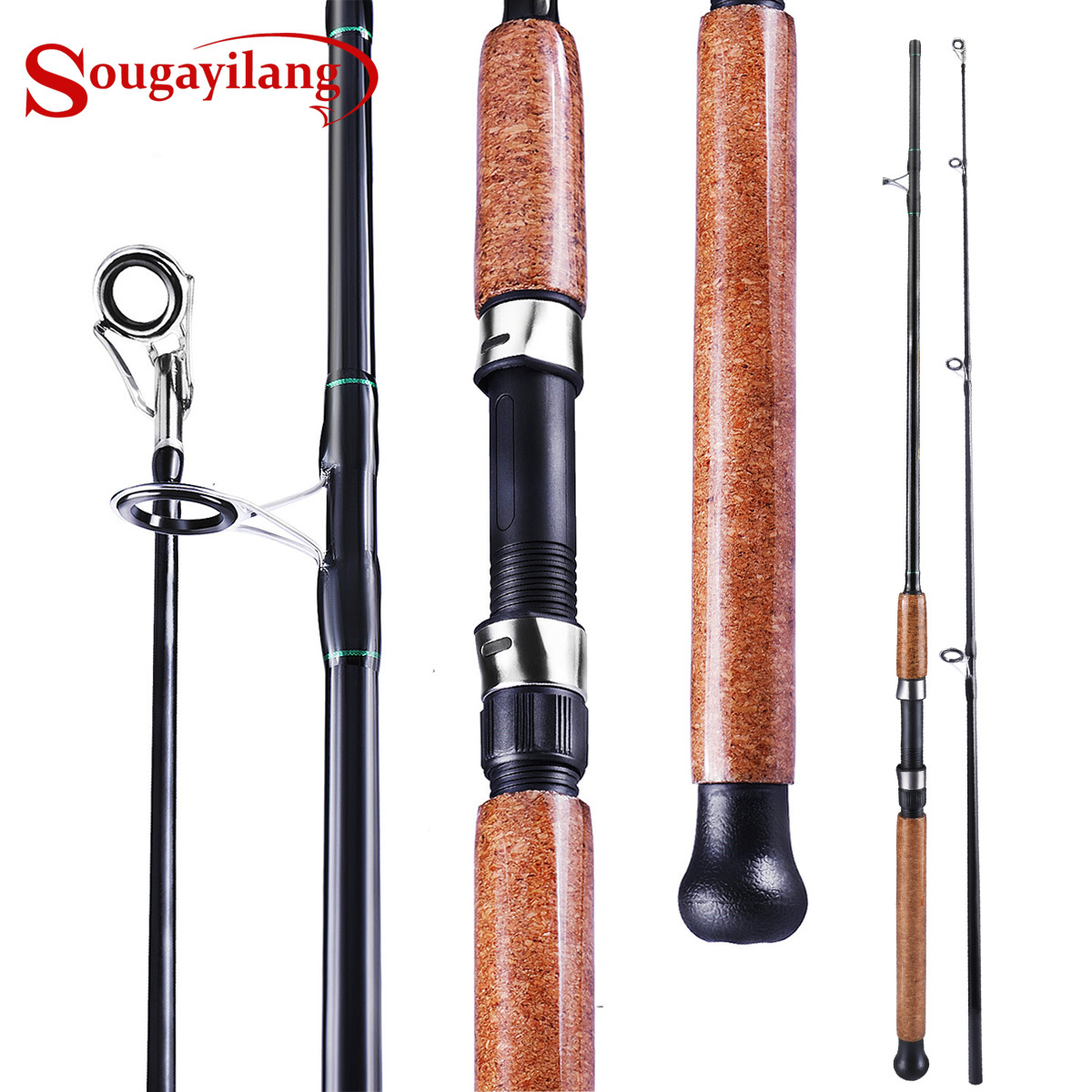 Sougayilang Fishing Rod, 180cm/5.91ft Strong & Durable Composite Graphite  And Glass Fiber Blanks, Fishing Pole With Cork Handle, MH Power Spinning Rod