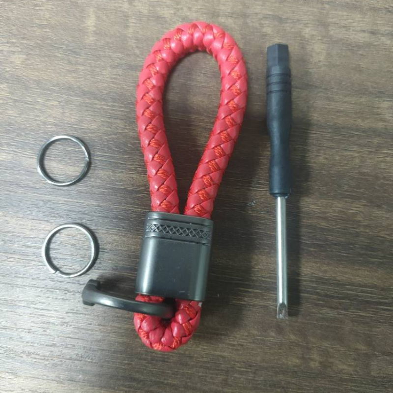 Faux Leather Braided Car Keychain Keyring Bag Key Chain Pendant Gift