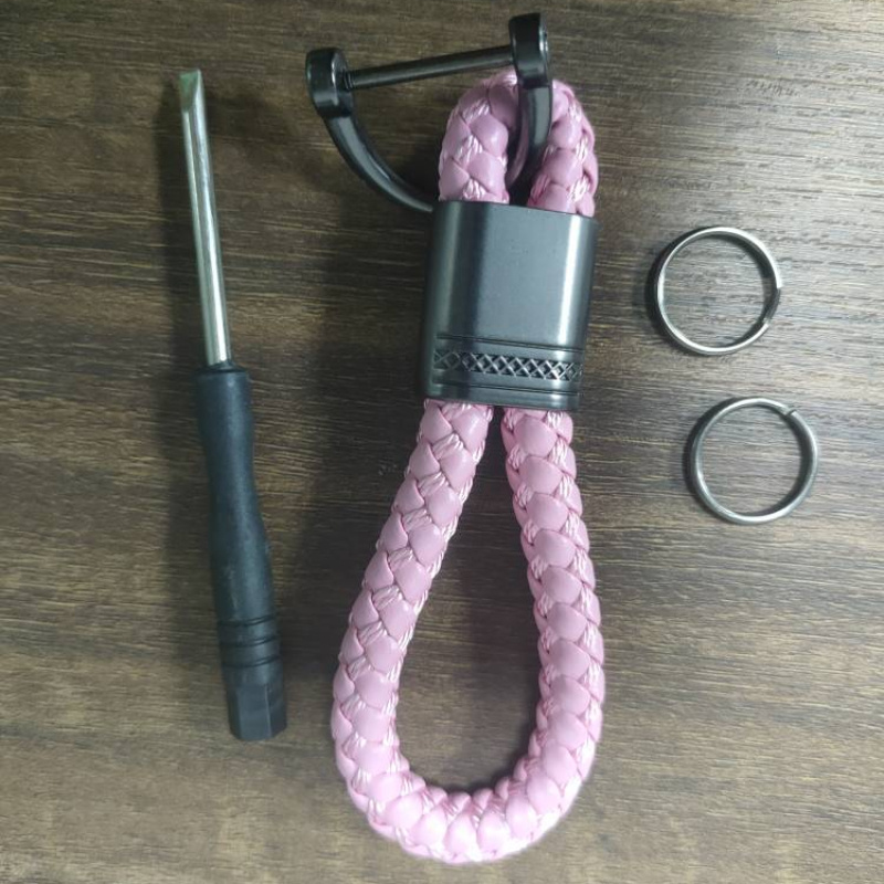 Faux Leather Braided Car Keychain Keyring Bag Key Chain Pendant Gift