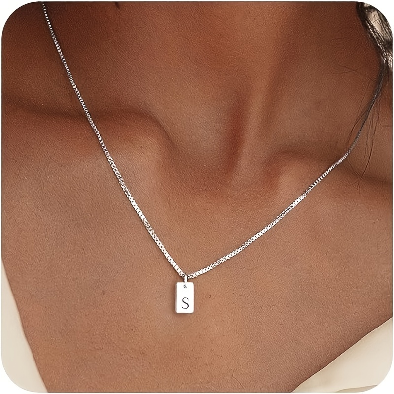 1pc initial necklace silver color english letter necklace exquisite name necklace initial tag pendant necklace jewelry for men women s 23