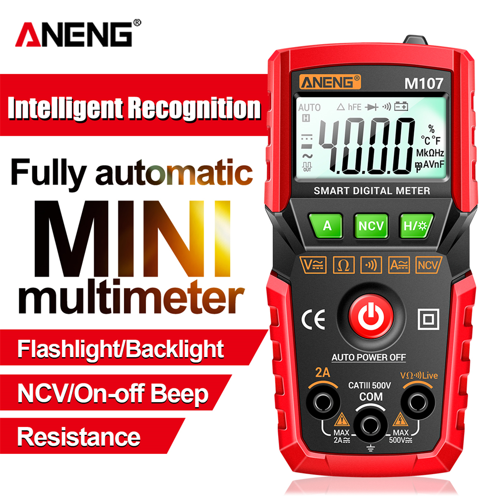 

Aneng M107 Mini Digital Multimeter 4000 Count Ac/dc Electrical Instruments Tester Auto Multimetro Digital Professional Meter