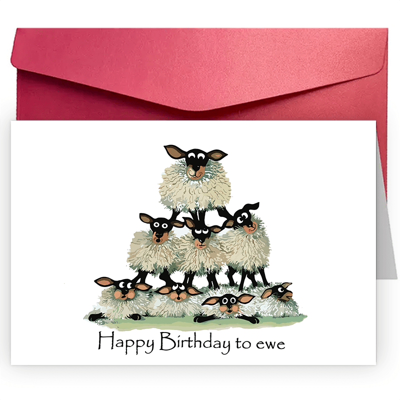 

A Funny Creative Birthday Greeting Card Happy Birthday To Ewe Triangular Shaped Greetings Card, Funny Cards, Card For Him, For Her,