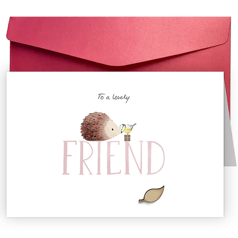 

1 Interesting And Creative Birthday Card For A Friend, Featuring A Cute Hedgehog And Bluetit