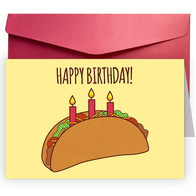 

A Fun And Creative Birthday Card Taco Birthday Card "happy Birthday!" - Funny Card For Birthday, Funny Birthday Card, Taco Card, Birthday Card, Foodie Birthday Gift