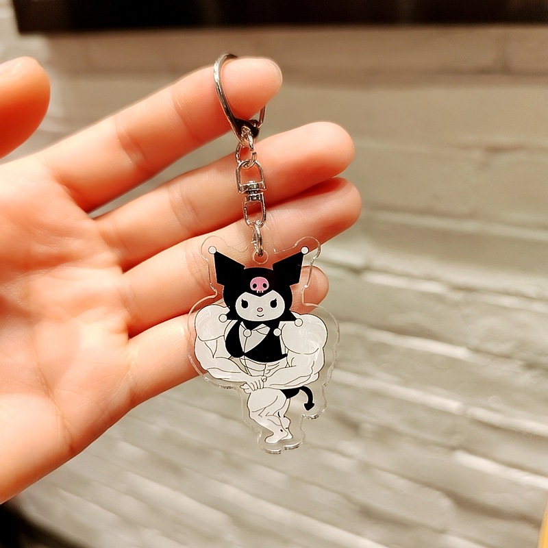 Temu 1pc Cute Hello Kitty Kuromi Cinnamoroll My Melody Pompompurin Acrylic Keychain Kawaii Anime Acrylic Key Chain Ring Bag Backpack Charm Car Hanging