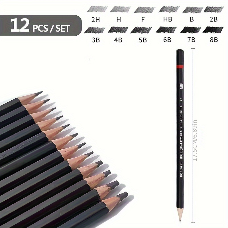 Sketching Pencils 4h 12b Softened Wood Hexagonal Bar - Temu