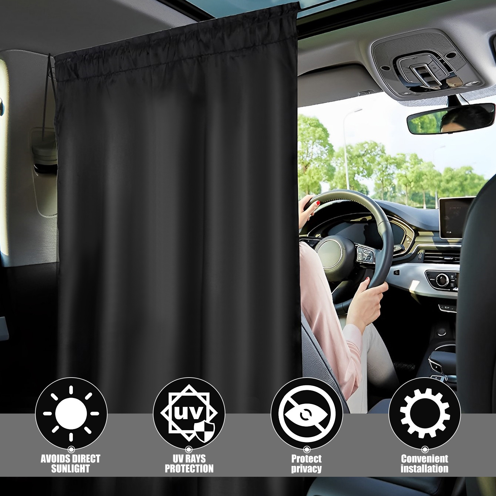 Car Privacy Curtains Universal Car Divider Curtain Between Rear Seat Auto  Blackout Curtains Car Sun Shades Side Window Covers Car Accessories