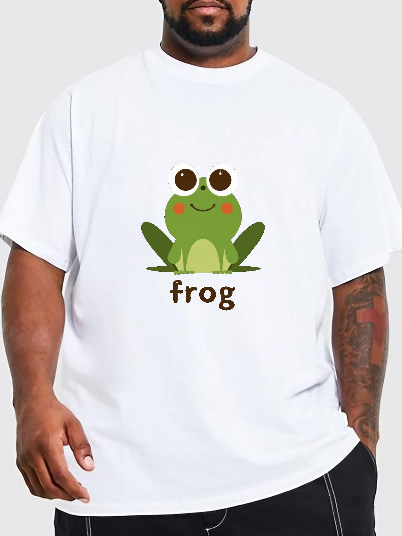 Plus Size Men's T-Shirt, Blouses, Cartoon Frog Graphic Print Tees for Summer, Men's Clothing,Casual,Temu