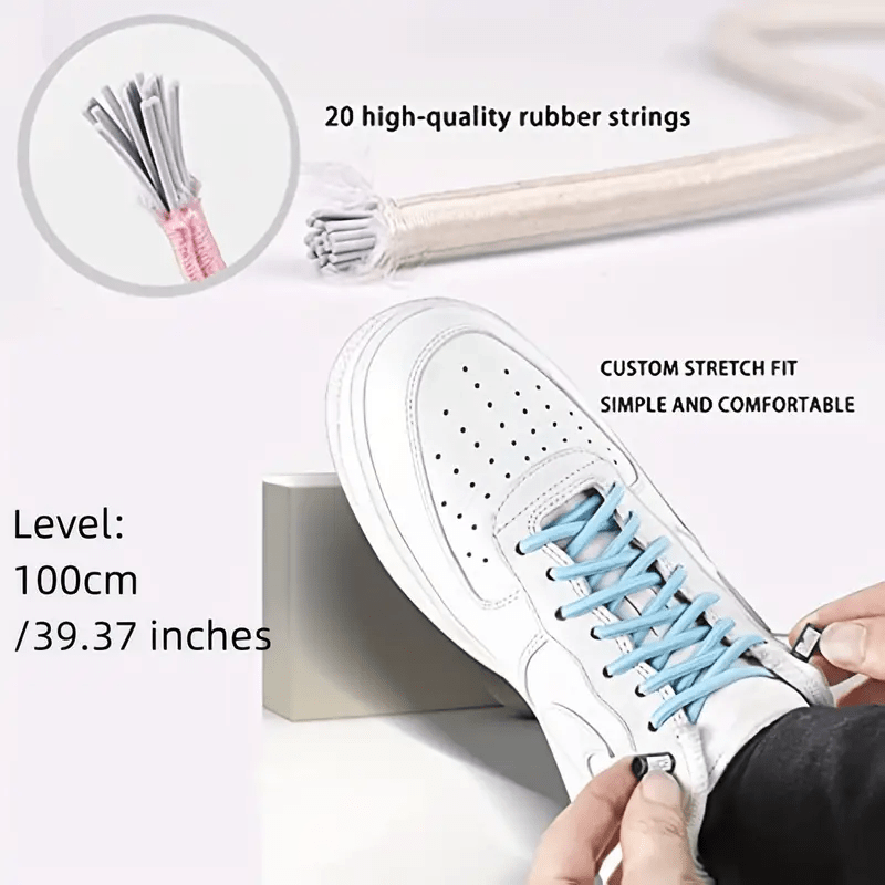 1 Pair Spandex Elastic Semicircle Shoelaces, No-Tie Quick Laces for Sneakers and Shoes