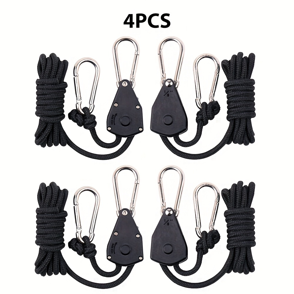 Tent Rope Reflective Guy Line Tensioner Hiking Cord Outdoor Guy Line  Adjusters Awning Carabiner 4m and 4mm diameter - Outdoors BD