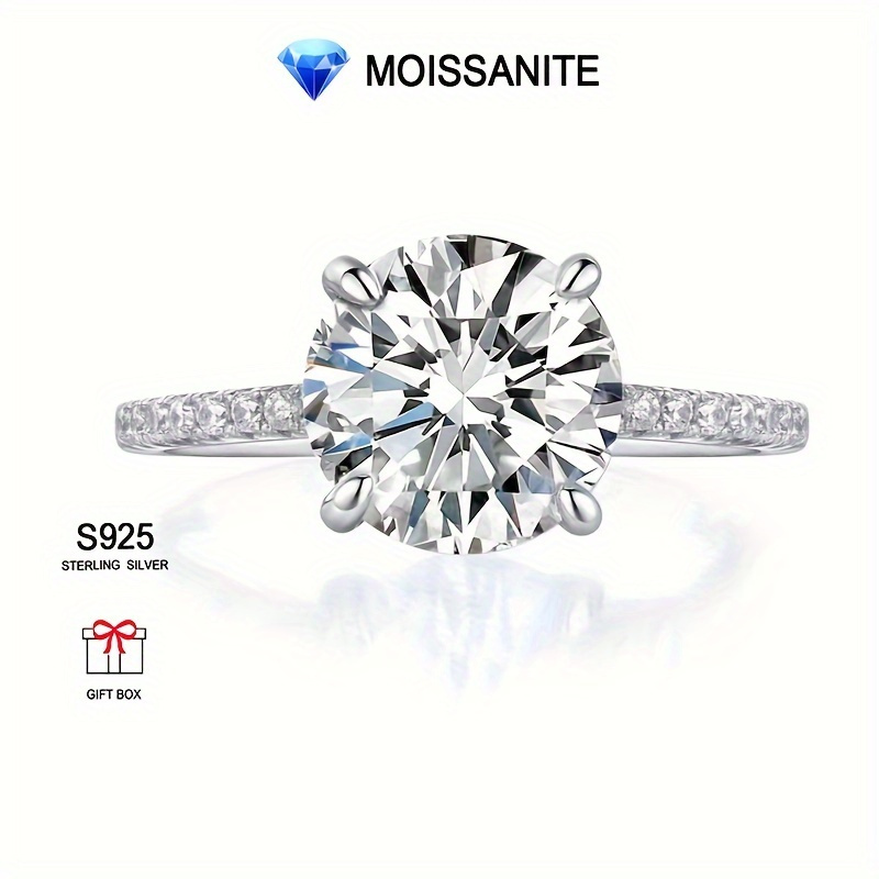 

1pc 1/2/3/5/10 Carat 925 Sterling Silver Moissanite Ring, Fashion Trendy Tail Ring, Christmas Halloween New Year Gift Jewelry For Lovers