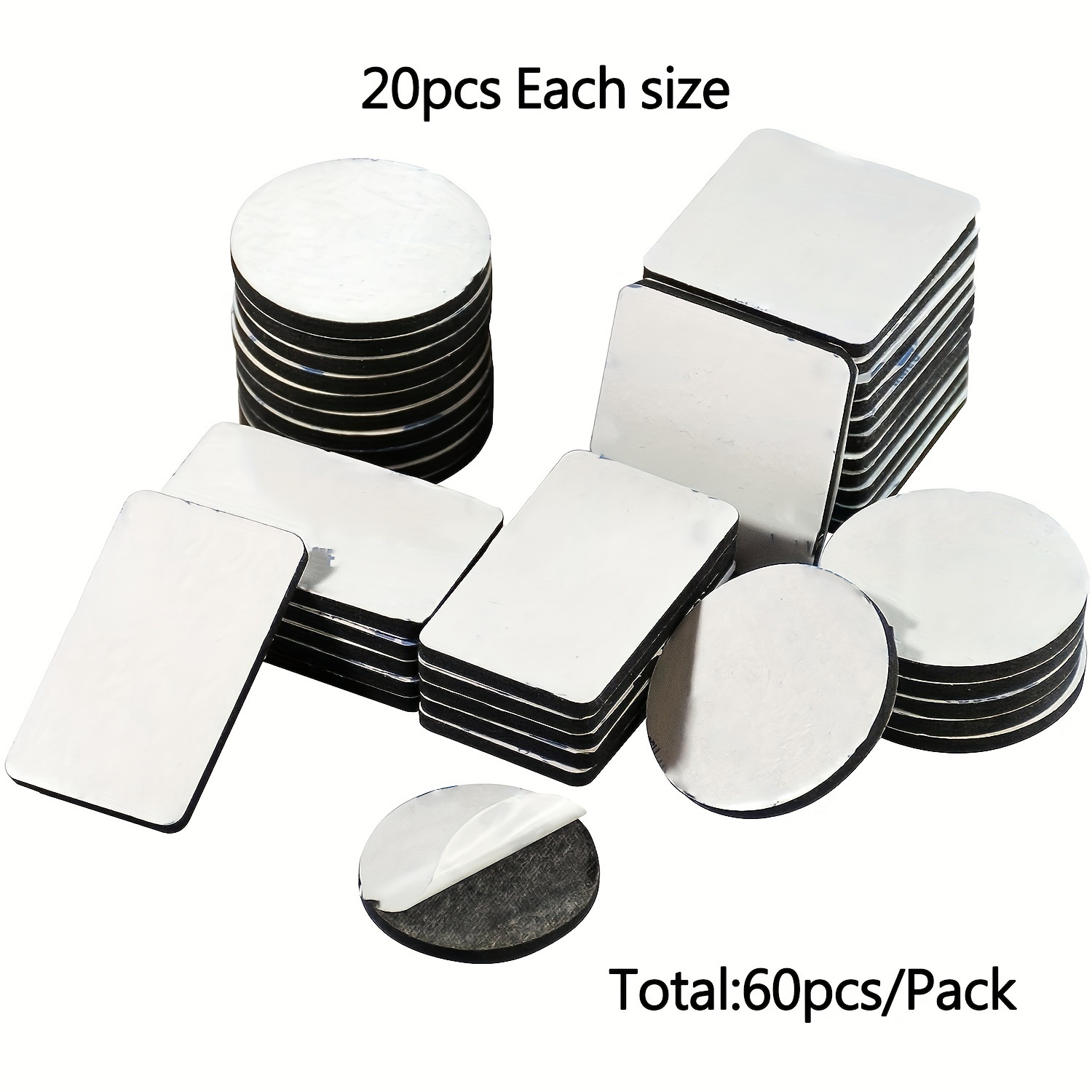 100 Pack Double Sided Adhesive Pads, Extra Strong Black Squares And Rounds,  Foam Stickers, Stickers For Sticking To Walls And Floors, Doors, Plastics