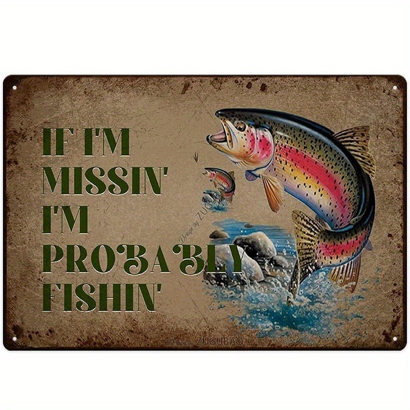 Vintage Plaque Decor Wall Art Funny Fishing Tin Signs 'm - Temu