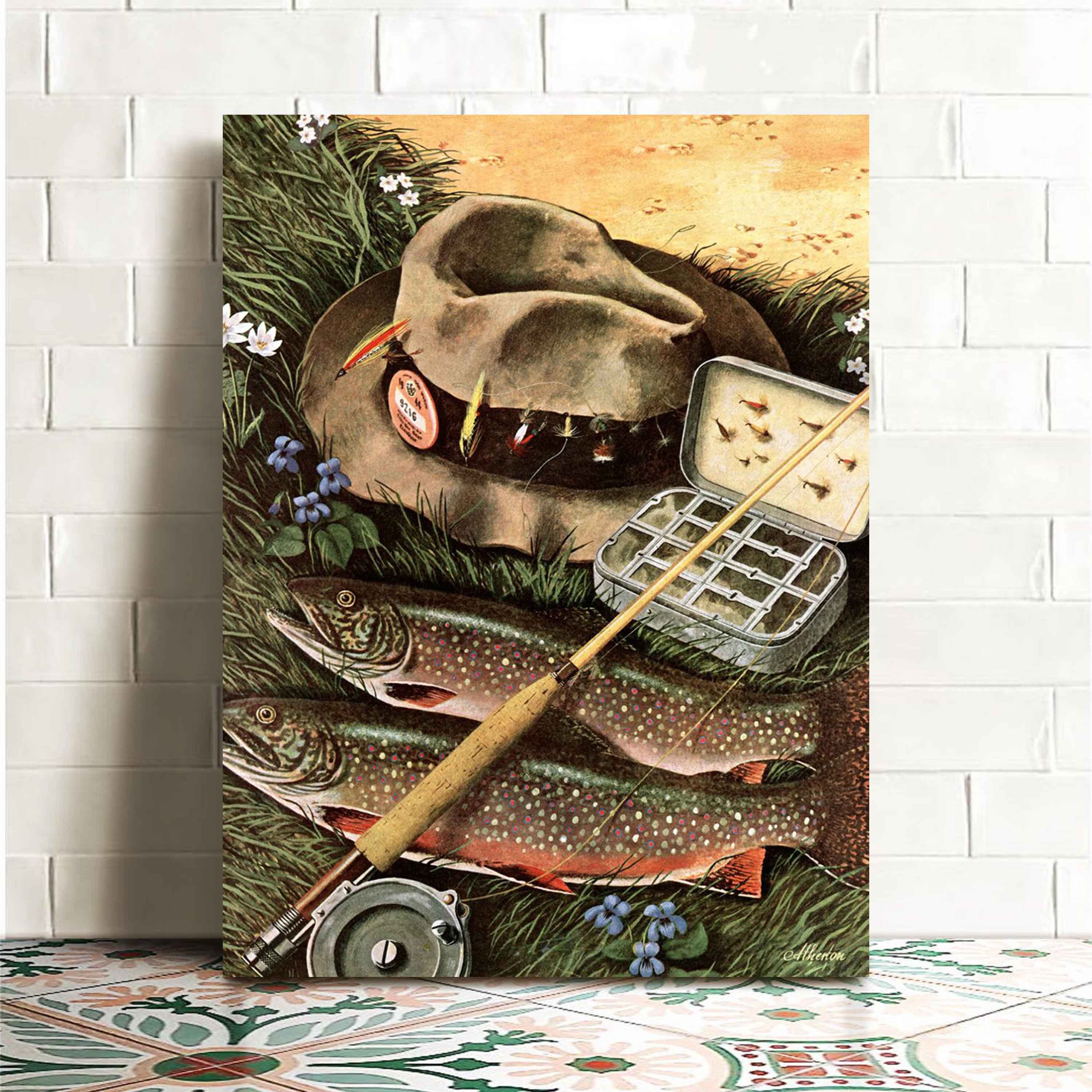 1pc Vintage Posters Fishing Tours Wall Art Print Canvas For - Temu