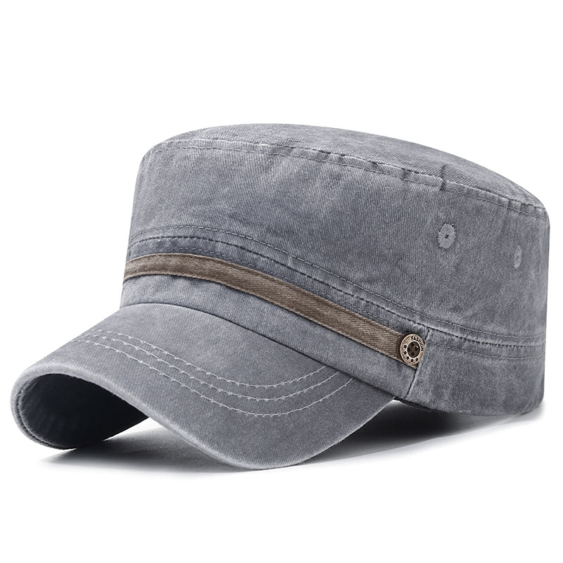 Washed Distressed Cloth Flat Top Hat Full Breathable Buckle - Temu