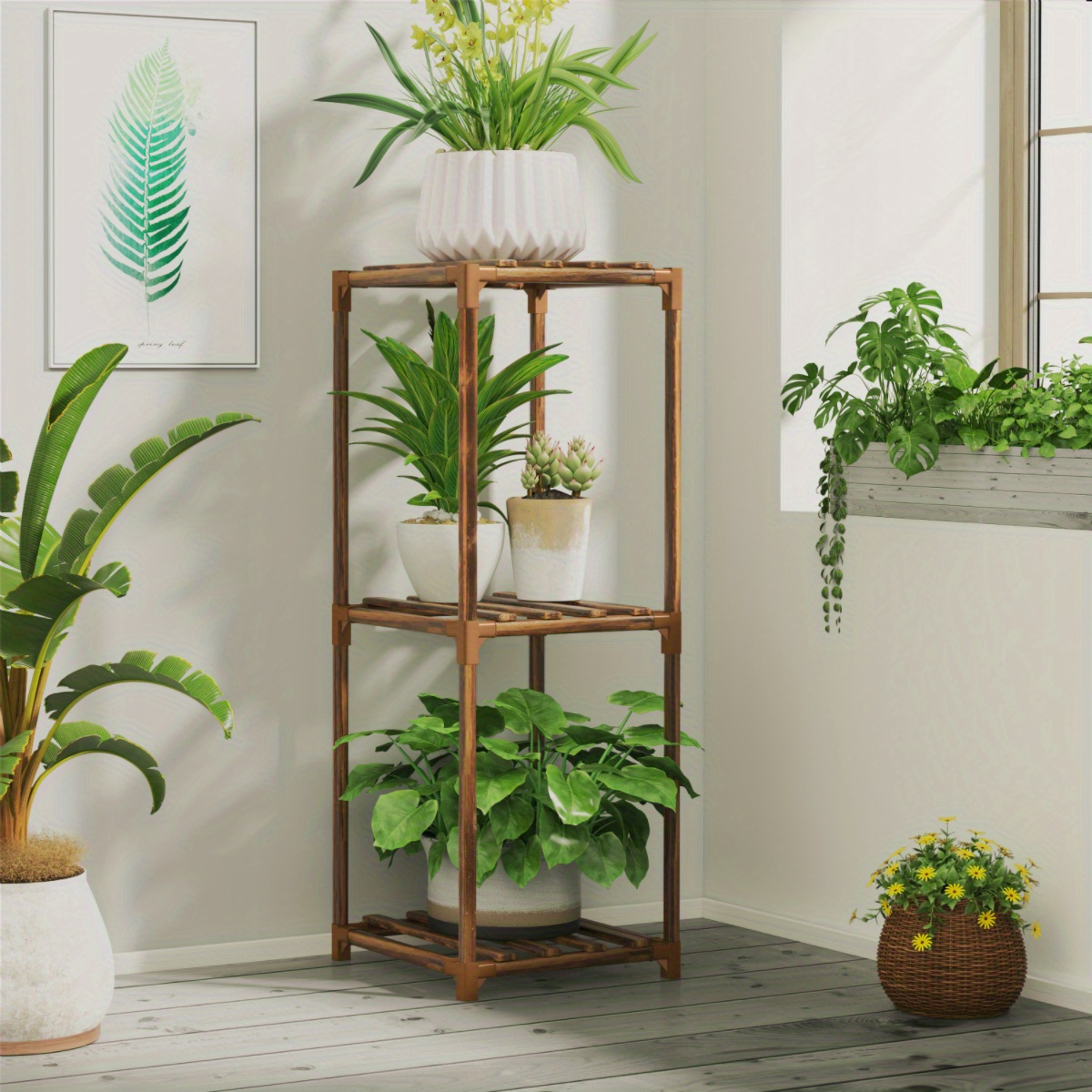Supporto per piante in legno alto per interni Supporto per fioriera in  legno con piedistallo Supporto