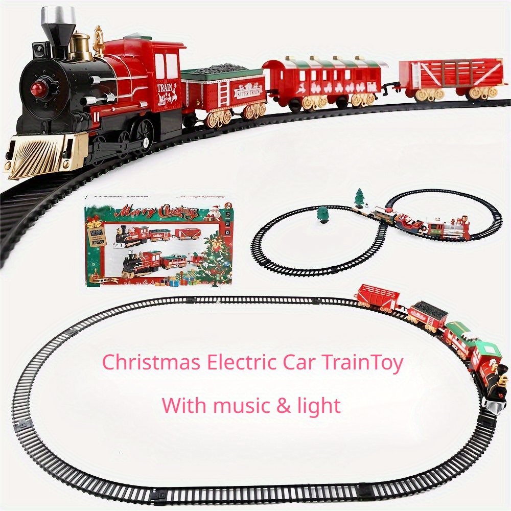 Jouet de train électrique à piles avec lumières et vapeur rouge